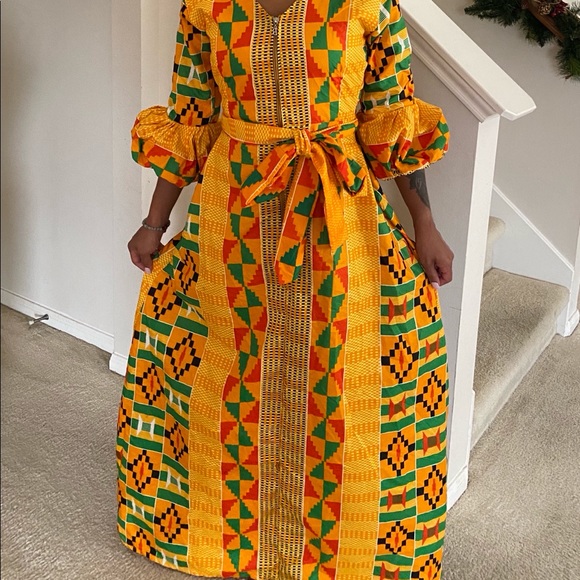 African clothing for women Ankara Kente long dress - Picture 3 of 4